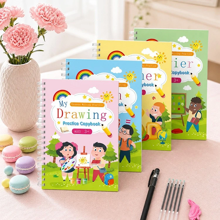 Juego de 4 libros de práctica de escritura con ranura mágica