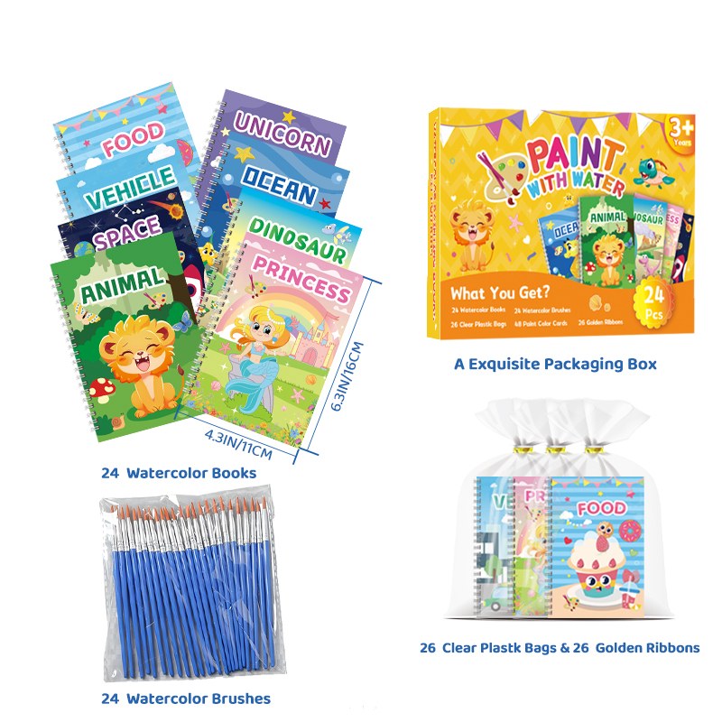 Set de regalo de libro para colorear en acuarela